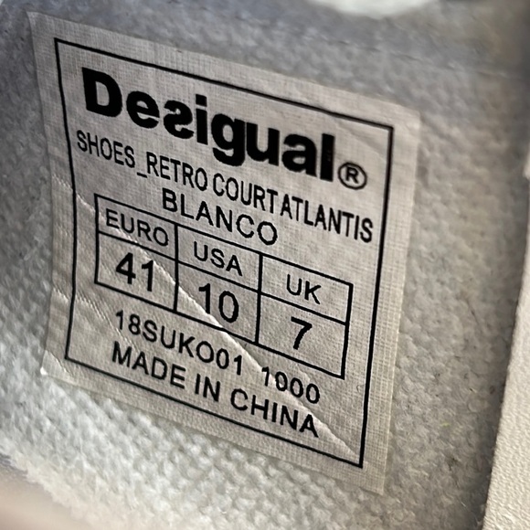 DESIGUAL Retro Court Atlantis Lace Up Sneakers White Size 10 - Picture 5 of 14